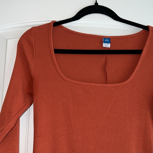 *WORN ONCE* Old Navy Fitted Ribbed Square-Neck Midi Dress [[Burnt Orange]] - Picture 2 of 5